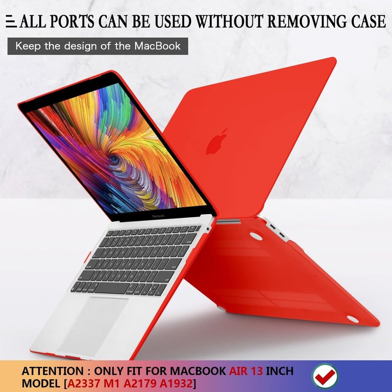 CISSOOK Cover for MacBook Air 13 Inch Case Red, Plastic Hard Shell Case with Keyboard Cover for MacBook Air 13 A2337 M1 A2179 A1932 Model 2021-2018 Release with Touch ID, Matte Red - Image 5